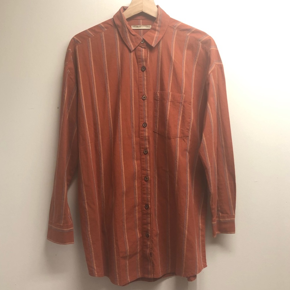 Pull & Bear Button-Up Striped Top